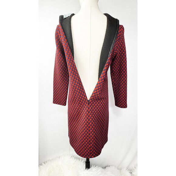 Tuckernuck | Sz S | Navy & Burnt Orange Geometric Print Quilted Mock Neck Dress - Picture 6 of 10